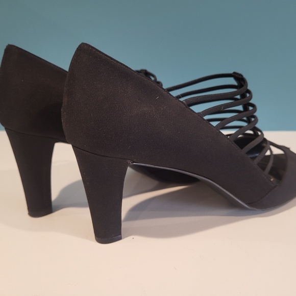 IMPO Vassi Strappy Stretch Textile Peep Toe 3" Heels, Size 10 - Picture 3 of 3